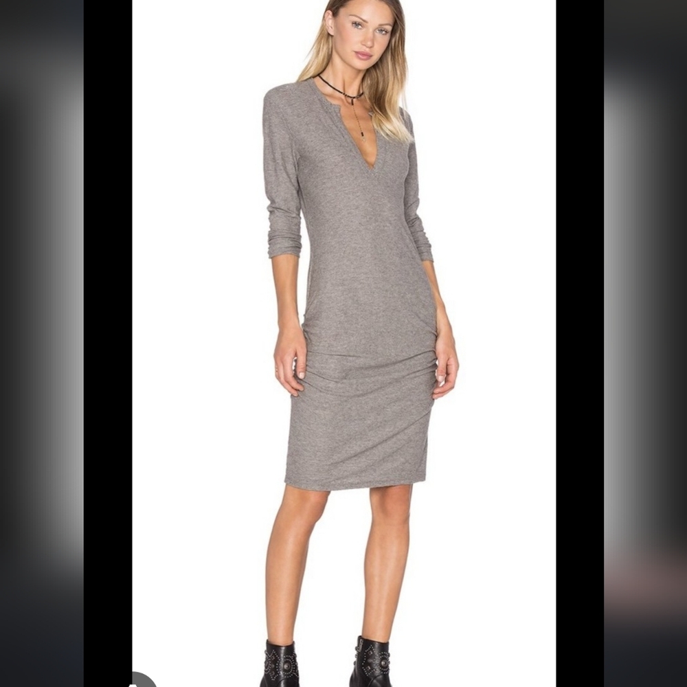 James Perse Long Sleeve Ruched Bodycon Dress